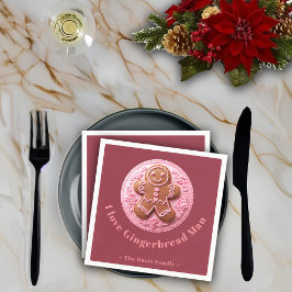 Efternamn på broderiy Effect jul Gingerman Pappersservett