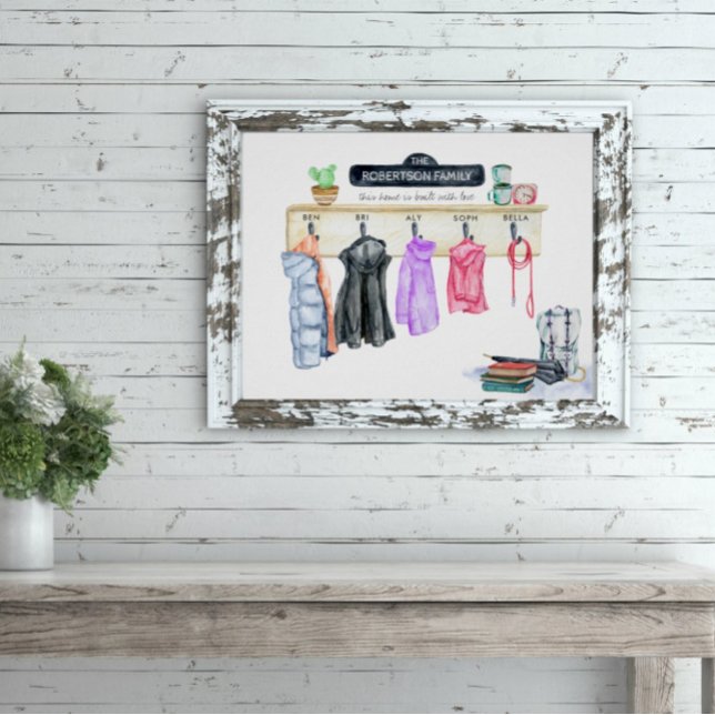 Efternamn | Personlig Mudroom Keepsaké Skriv ut Poster (Skapare uppladdad)