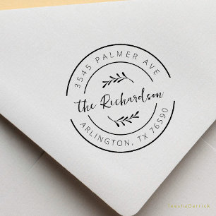 Efternamn Returadress Botanisk Rund Logotyp Stämpel