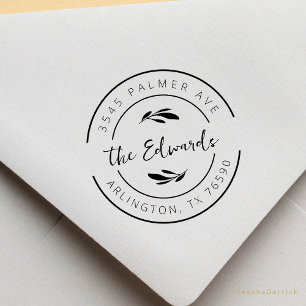 Efternamn Returadress Eukalyptus Rund Logotyp Stämpel