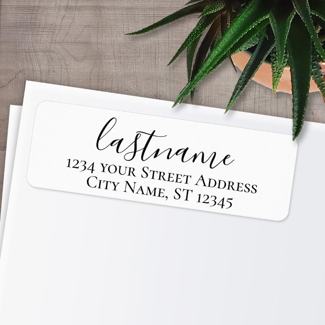 Efternamn - Returadressen Morgana Script Anpassnin Returadress Etikett (Personalized Return Address Labels)