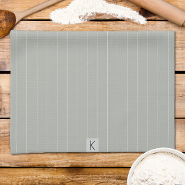 Efternamn Sage Grönt White Stripe Kökshandduk