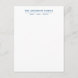 Efternamn Script Marinblå Typografi Vykort