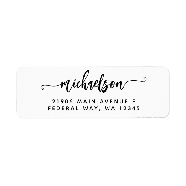 Efternamnsetikett för Modern Elegant Calligraphy S Returadress Etikett (Framsidan)