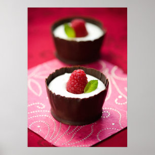 Efterrätt för vitchokladmousse poster