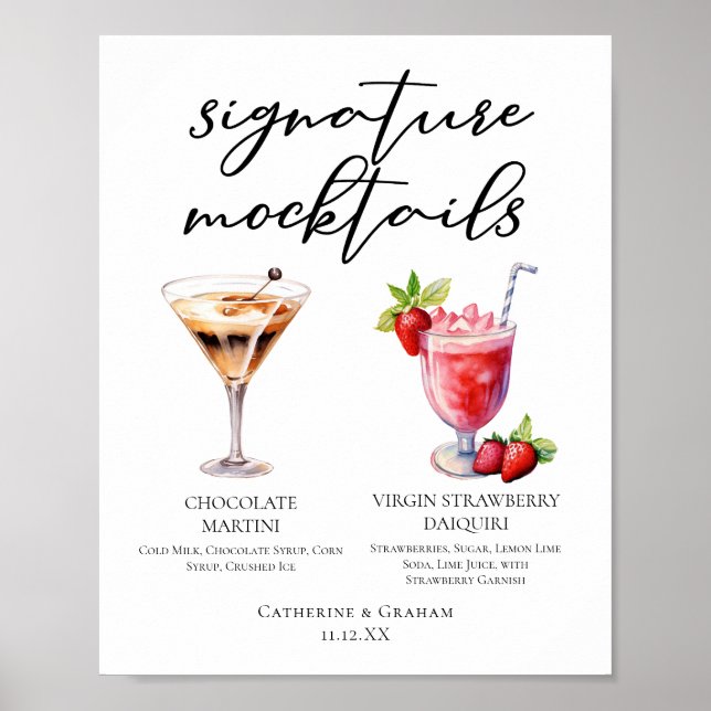Efterrätter Mocktails Choklad Jordgubb Drycker Men Poster (Framsidan)