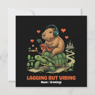 Eftersläpande men vibbar Rolig Capybara & Sköldpad Inbjudningar