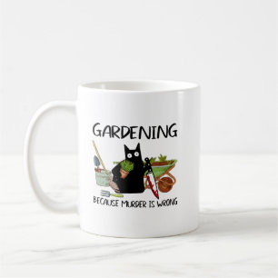 EFTERSOM MURDER ÄR FEL Svart Katt Kaffemugg