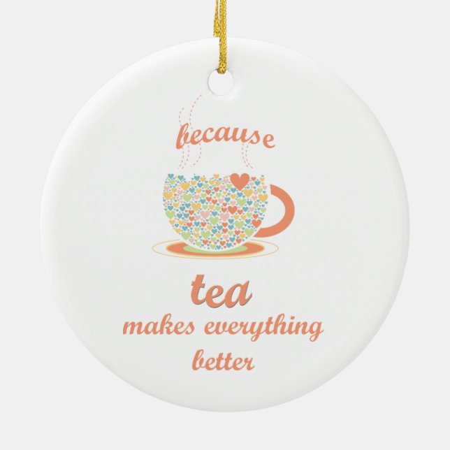 Eftersom Tea gör allt bättre Julgransprydnad Keramik (Baksidan)