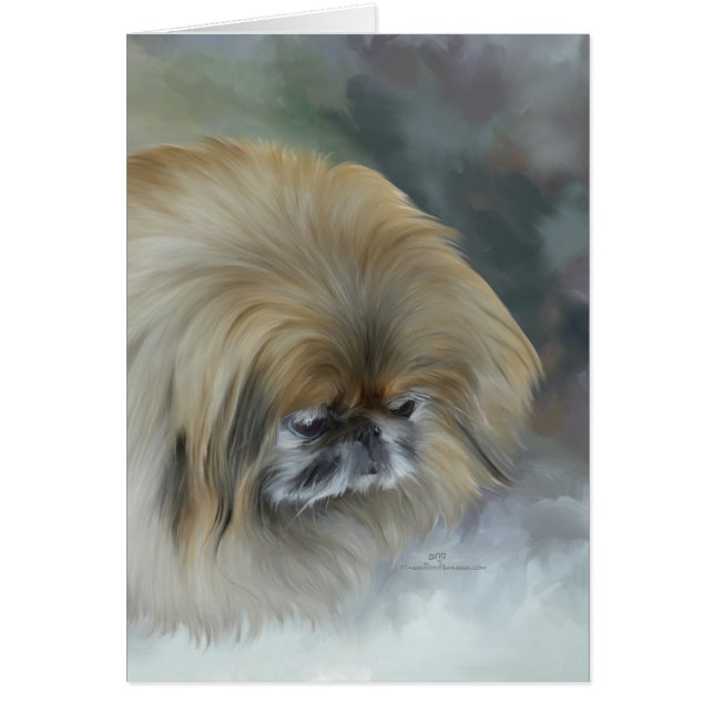Eftertänksam Pekingeser Hälsningskort (Framsidan)
