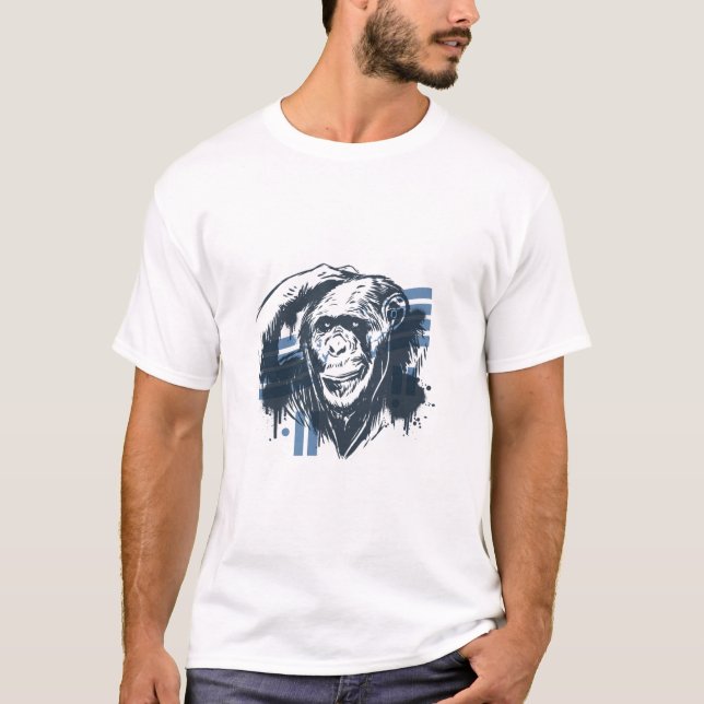 Eftertänksam schimpans apa t shirt (Framsida)