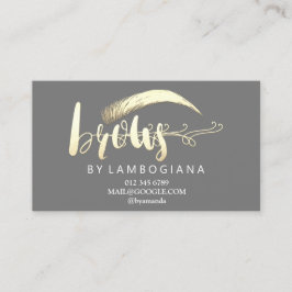 Eftervård Brows Guld Logotyp Microblading Grått Bu Visitkort