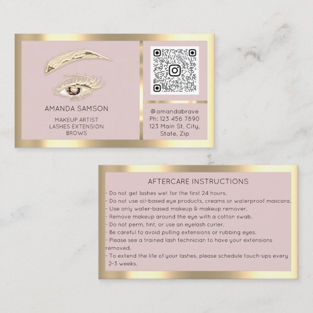  eftervård för brunål med mikroblad Qr-kod Visitkort (Fram/baksida)