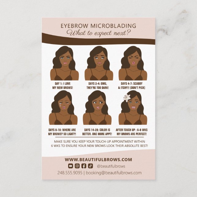 Eftervård för Microblading och påminnelse om avtal Tilläggskort (Baksida)