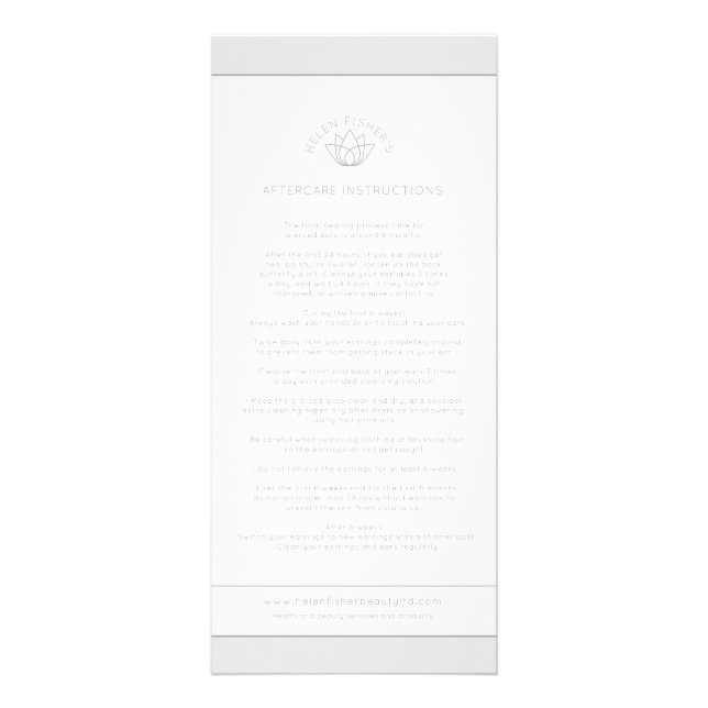 Eftervård - instruktioner för piercing reklamkort (Framsidan)