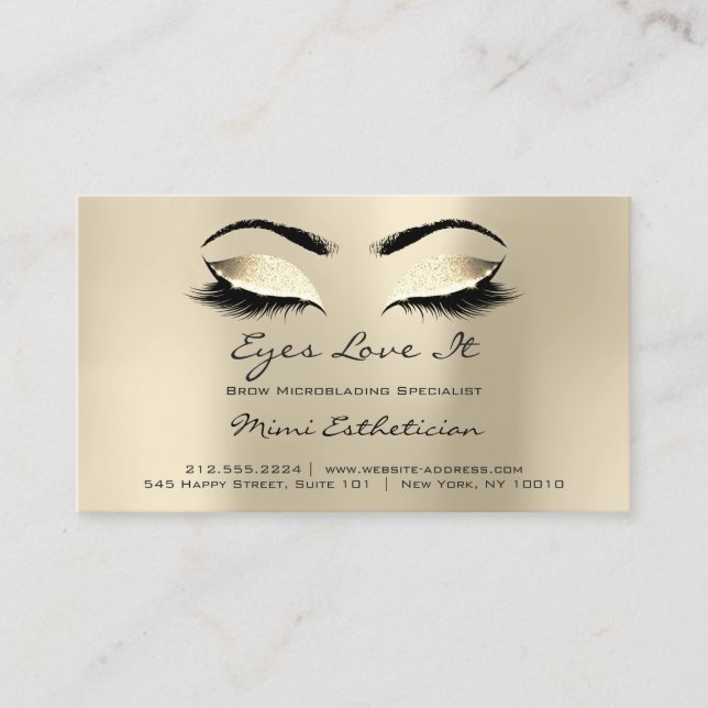 Eftervård Lash Champaigne Guld Visitkort (Framsida)