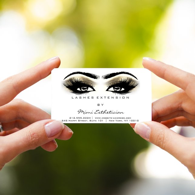Eftervård Lash Champaigne White Guld Visitkort (Aftercare Instructions Lash Champaigne White Gold Business Card)