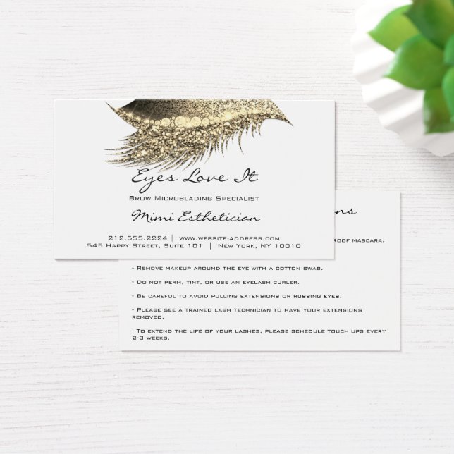 Eftervård Lash Makeup White Guld Visitkort (Skivbord)