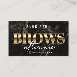 Eftervårdkort för guld Marble Luxury Brows Visitkort