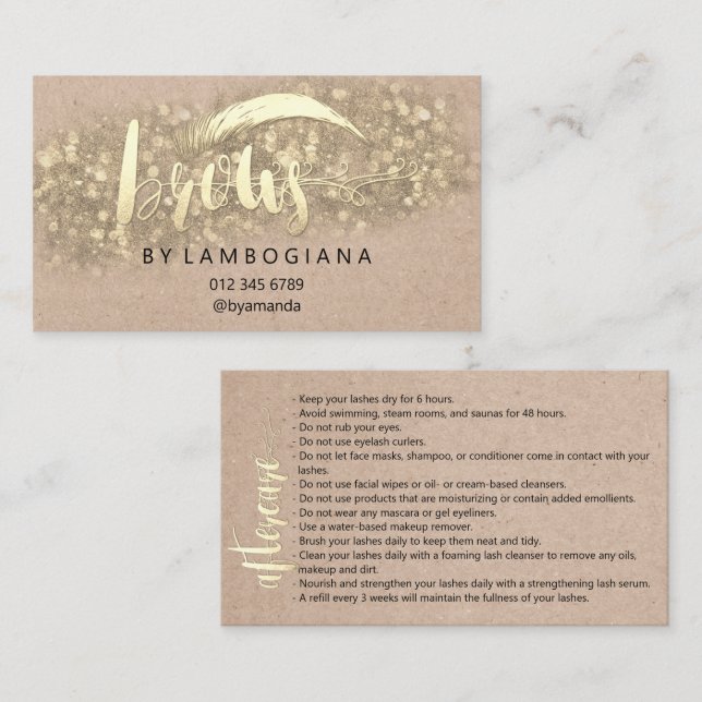 Eftervårdsanvisningar Brow Microblade Kraft Visitkort (Fram/baksida)