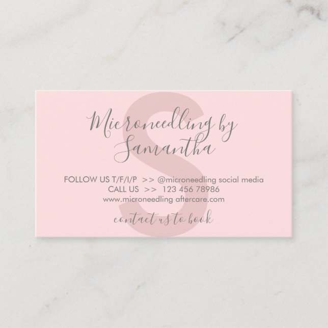 Eftervårdsinstruktion för Pink Tone Microneedling Visitkort (Framsida)