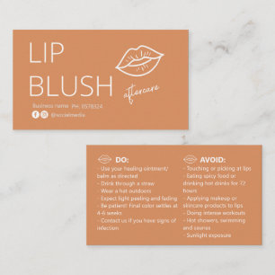 Eftervårdsinstruktioner för Läpp-Tattoo Blush Visitkort