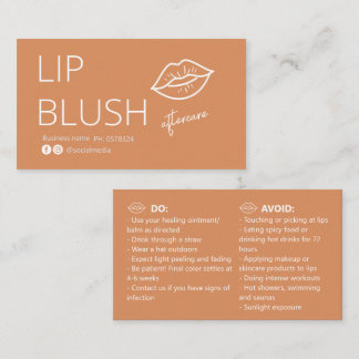 Eftervårdsinstruktioner för Läpp-Tattoo Blush Visitkort