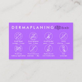 Eftervårdsinstruktioner för lila dermaplaning visitkort
