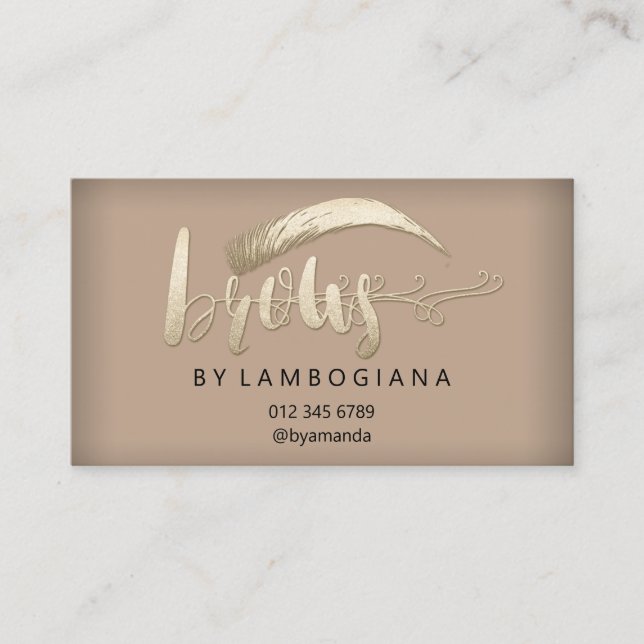 Eftervårsinstruktion Brow Logotyp Microblade Guld  Visitkort (Framsida)