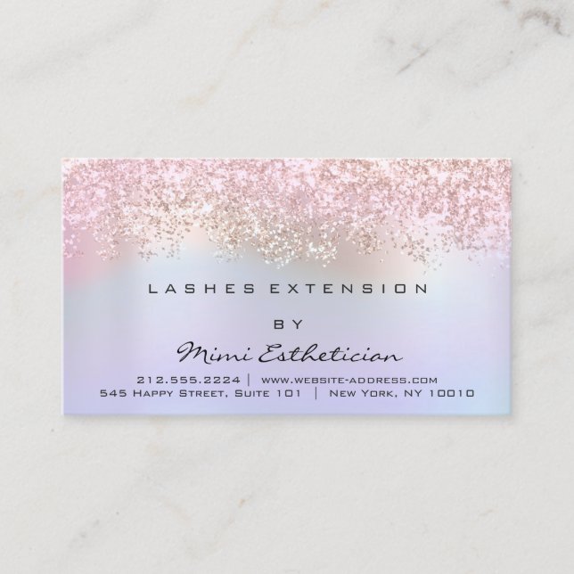 Eftervårsinstruktion Lash Ro Glitter Holographi Visitkort (Framsida)