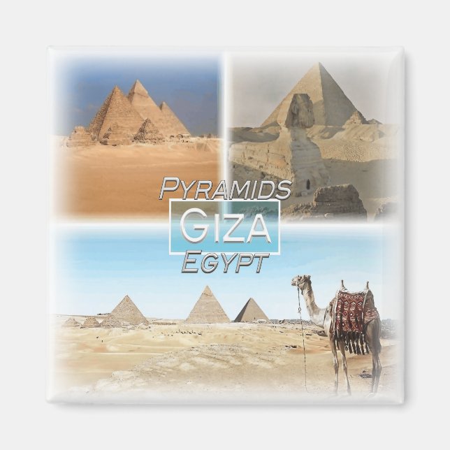 EG0063 Afrika, Egypten, Kairo, Giza pyramid, Fridg Magnet (Framsidan)
