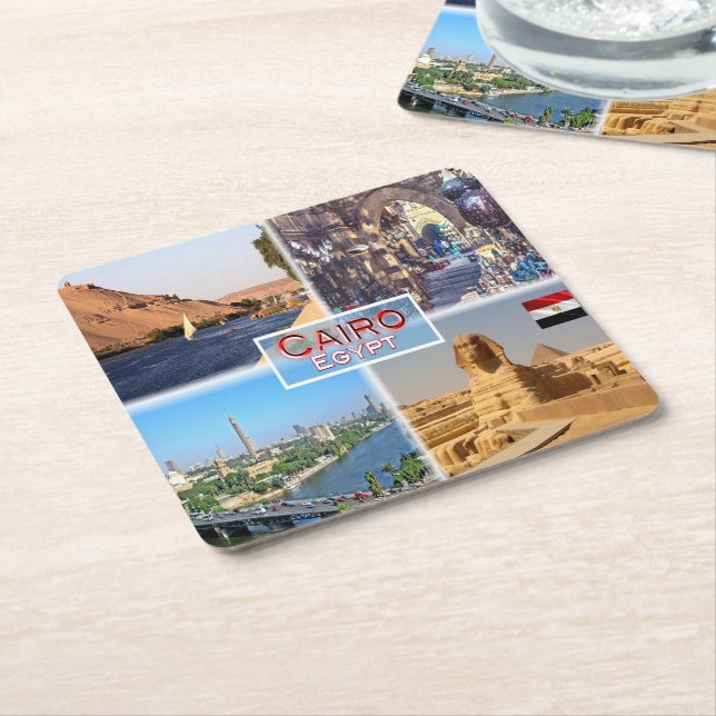 EG Cairo - Floden Nile - Khan el Khalili - Underlägg Papper Kvadrat (Vinklad)