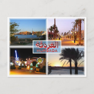 EG Egypten - Hurghada by Night - Red Sea - El Gun Vykort