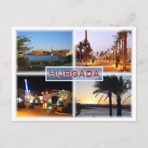 EG Egypten - Hurghada by Night - Red Sea - El Gun Vykort