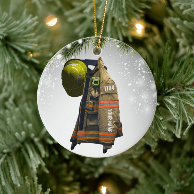 Egen brandbekämpningspållbrand och rädding röd c julgransprydnad keramik (Träd)