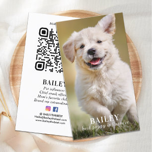 Egen Foto Husdjur Valp Hund Sociala Medier QR-kod Visitkort