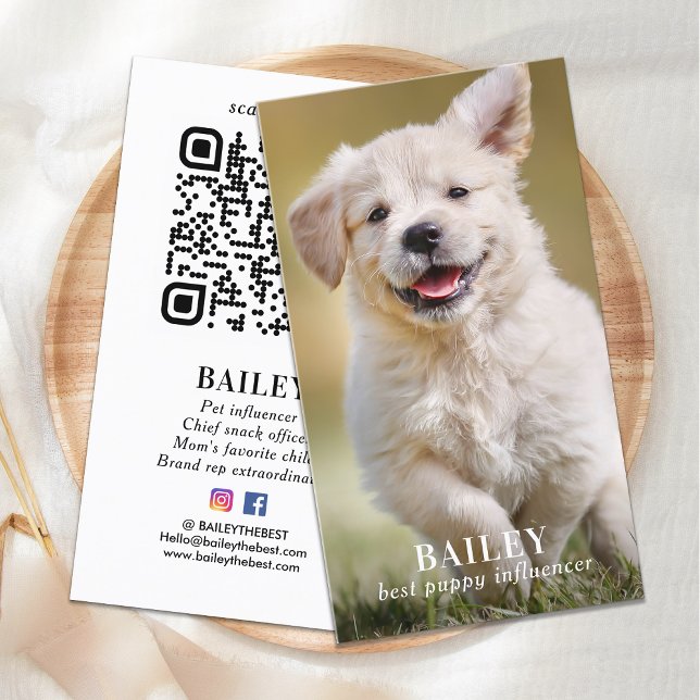 Egen Foto Husdjur Valp Hund Sociala Medier QR-kod Visitkort (Skapare uppladdad)