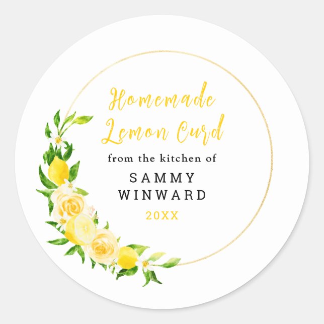 Egen Hemlagad Citronkräm Etikett för Konservering (Framsida)