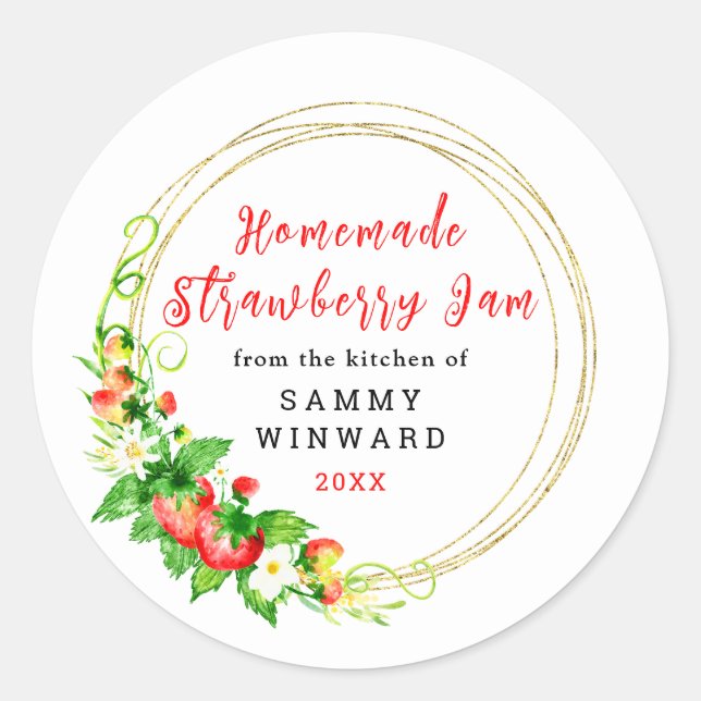 Egen Hemlagd Jordgubbssylt Etikett (Framsida)