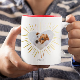 Egen Husdjur Hund Foto Modern Snygg Guld Hjärta Två-Tonad Mugg