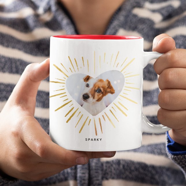 Egen Husdjur Hund Foto Modern Snygg Guld Hjärta Två-Tonad Mugg (Skapare uppladdad)