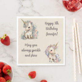 Egen namnåldersmärkning Unicorn Birthday Pappersservett