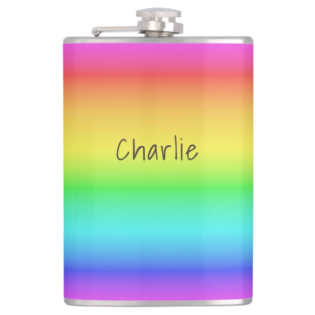 Egen namnkolvar för regnbågsövertoning fickplunta (Framsidan)