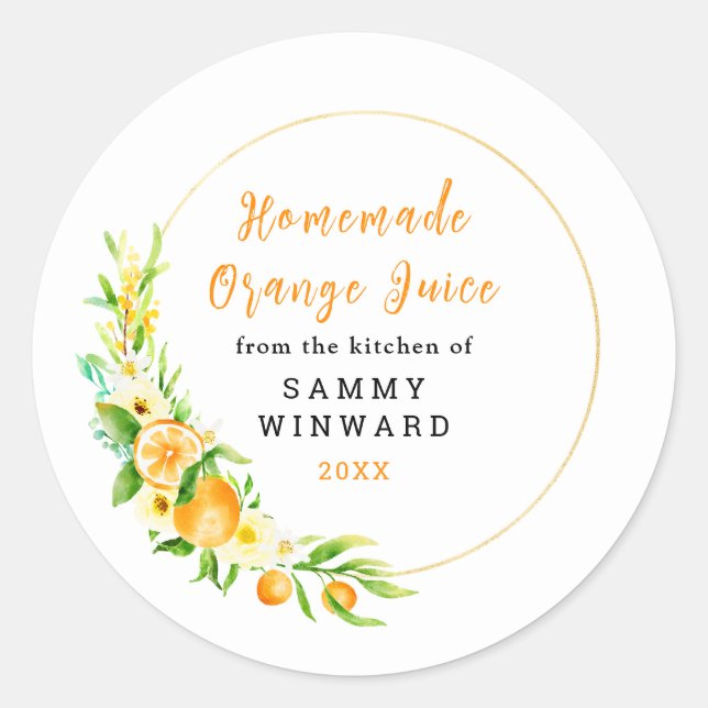 Egen Orange Juice Konserverings Etikett (Framsida)