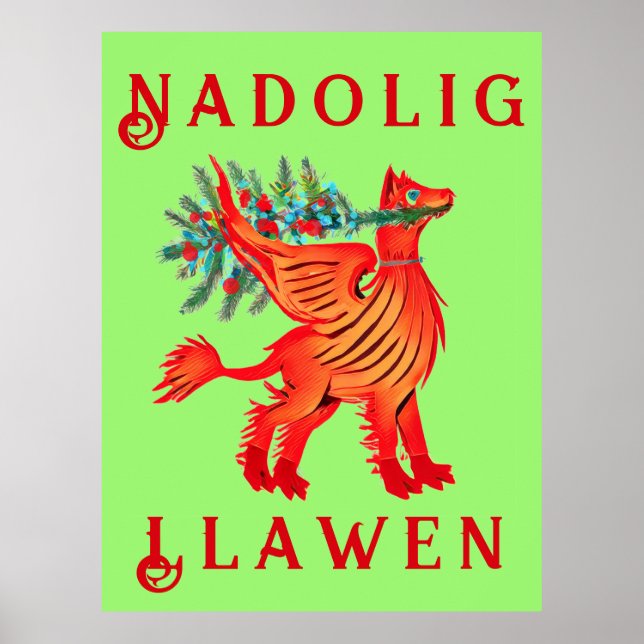 Egen röd drake eller Griffon, lägg till texten Poster (Framsidan)