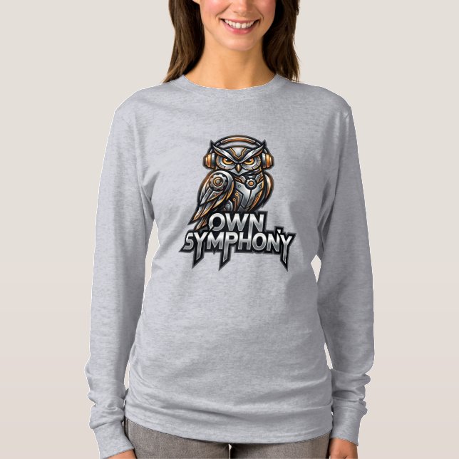 Egen symfoni – Futuristisk musikuggla T Shirt (Framsida)