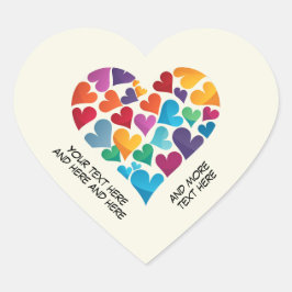 Egen text, Regnbåge, Anpassad hjärtformad dekal Hjärtformat Klistermärke