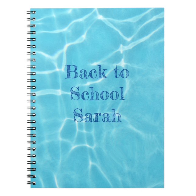egen text swimmingpool anteckningsbok för skolan (Framsidan)