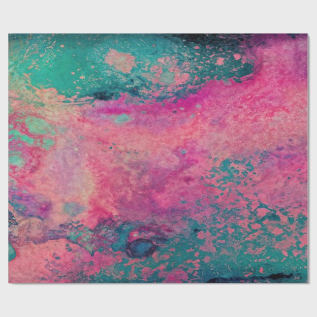 “Egenartad pergament” – Rosa teal Blå Abstrakt    Presentpapper (Platt)