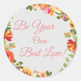 Egendekal för vattenfärgsetikett för blommigten runt klistermärke